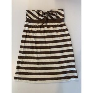 Vintage Y2K Garage Striped Babydoll Sleeveless Tube Top Brown Small Elena Bella